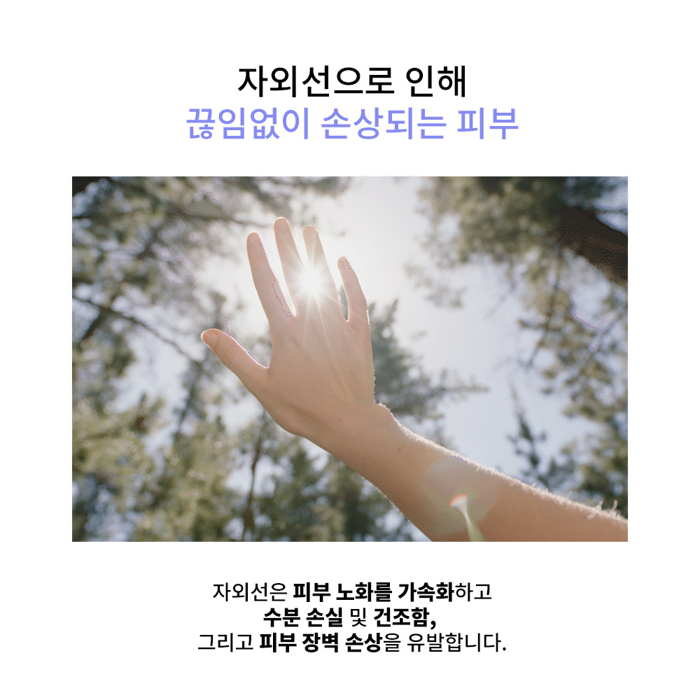 시아베리어 인텐시브 리페어 선 상세페이지 02 · 자외선과 피부 손상 설명